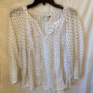 Counterparts size XL blouse white/black polka dot